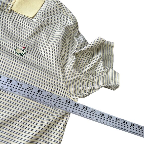 Masters Amen Corner Polo Shirt Men’s XL Yellow Striped 100% Pima Cotton Pullover - Picture 7 of 9